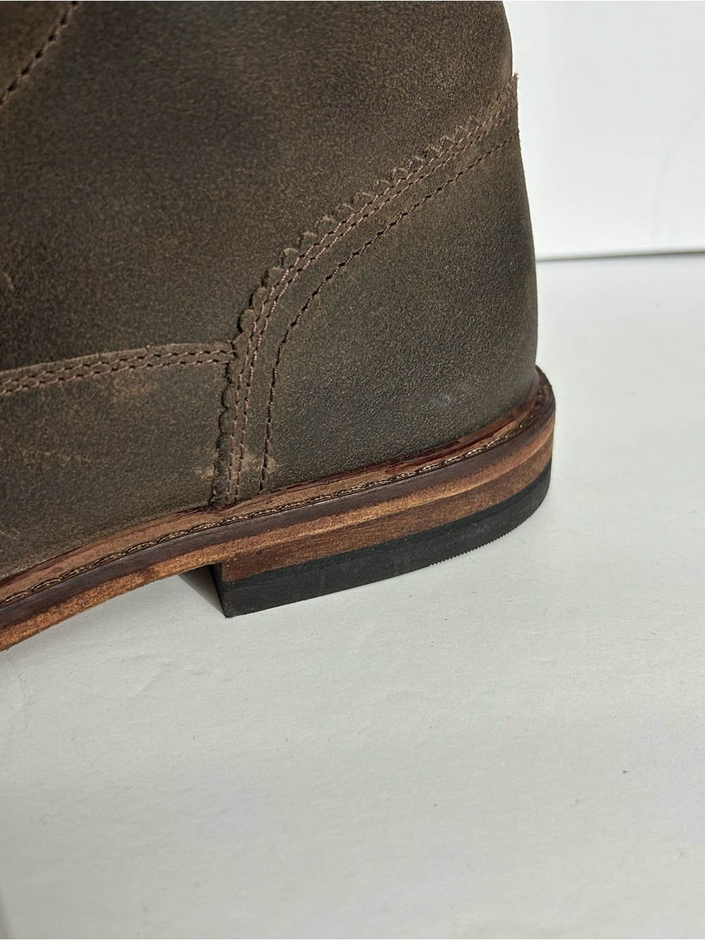 Men's Brown Lace-Up Leather Boots with Orange with Side Zipper by Clark’s - Picture 4 of 10